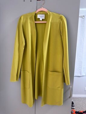 Carolina Belle Open-Front Longline Blazer in Chartreuse